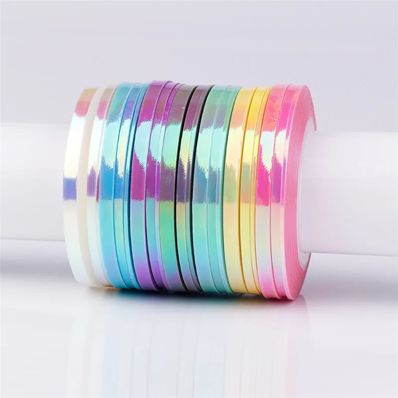 1 мм самодельная наклейка для ногтей фольга полосатая лента строка яркие цветные