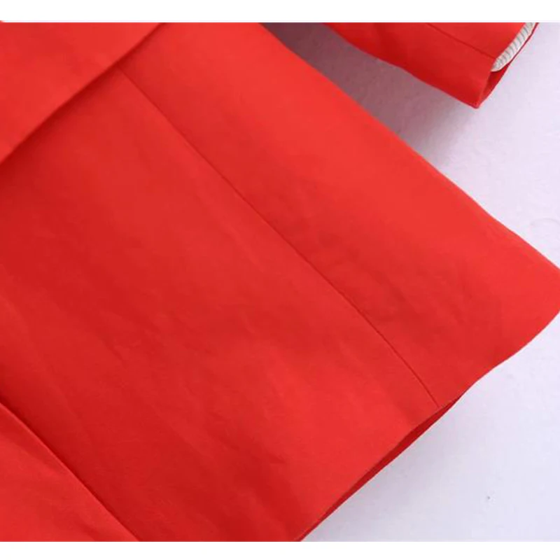 

ZA 2021 Newest Women Blazer Jacket Solid Open Stitch Coat Vintage Long Sleeve Pockets Female Outerwear OL Chic Red Tops