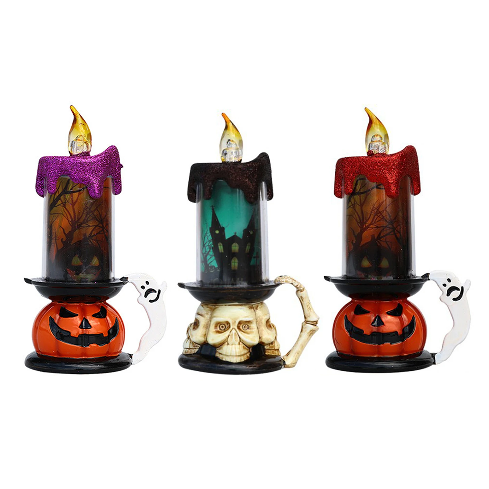 

Halloween Electronic Candle Decoration LED Skull Pumpkin Lamp Portable Halloween Candlelight Light Home Party Decor kindness