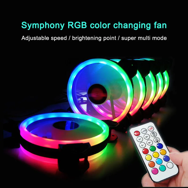 Вентилятор для ПК RGB 12 в 6 Pin см охлаждающий вентилятор с контроллером компьютера