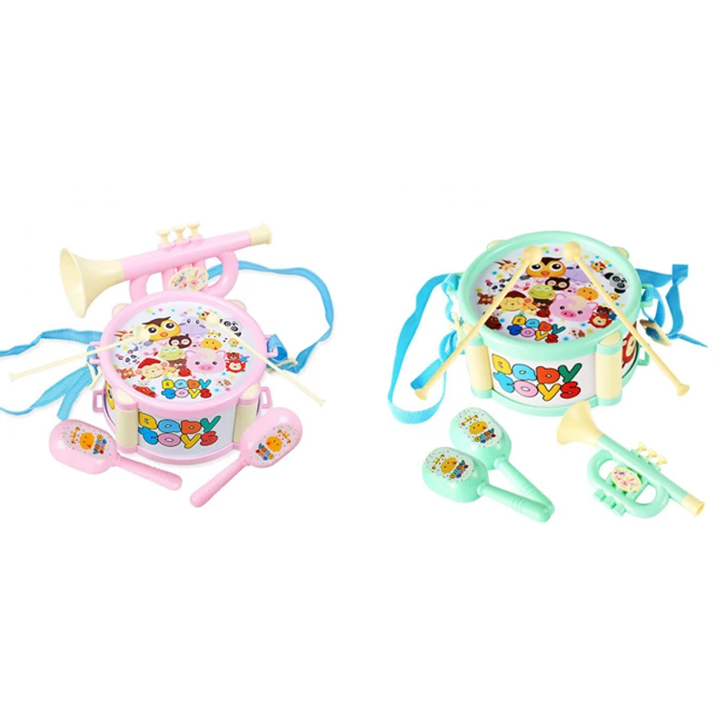 Набор детских игрушечных инструментов барабан маленький песочный молоток гудок