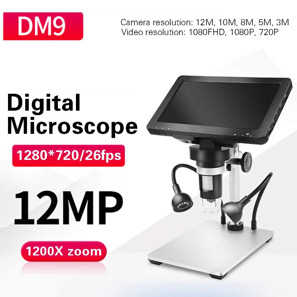

DM9 Цифровые микроскопы 7 дюймов Регулируемый Дисплей 1080p Full HD Камера USB Цифровые микроскопы с 8 затемнения светодиодный свет