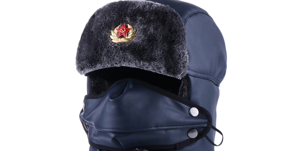 Шапка-ушанка Русская Шапка ушанка из искусственной кожи зимние Ловец советский значок армейские солнцезащитные очки-авиаторы Trooper шеи крышка шапки-ушанки снег лыжные Кепки с маской