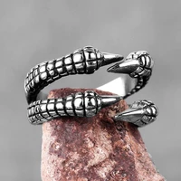 evil dragon claw stainless steel opening mens ring punk rock hip hop personality jewelry cycling boyfriend gift wholesale