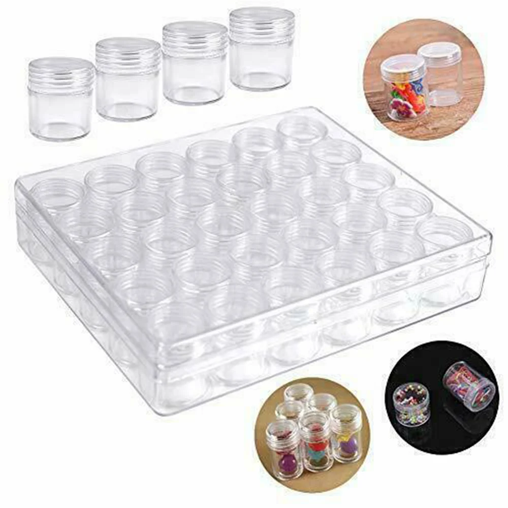 

30PCS Clear Nail Accessories Storage Boxes Containers Bottles Jars With Lid Cream Loose Powder Packaging Box