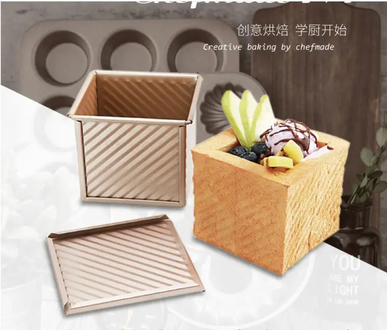 

Glod Carbon Steel Easy To Clean Bread Moulds Loaf Pan Bakeware Cooking Tools Low Sugar Toast Mould