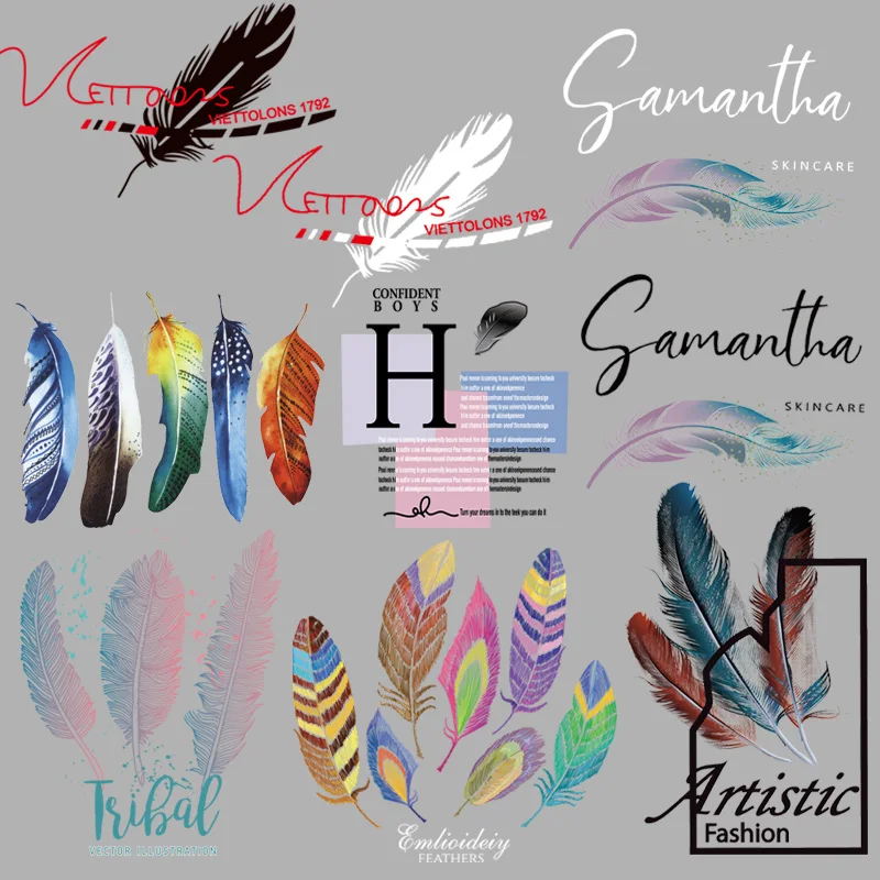 

Patches Feather garment heat transfer sticker, garment heat transfer sticker, printing decoration,