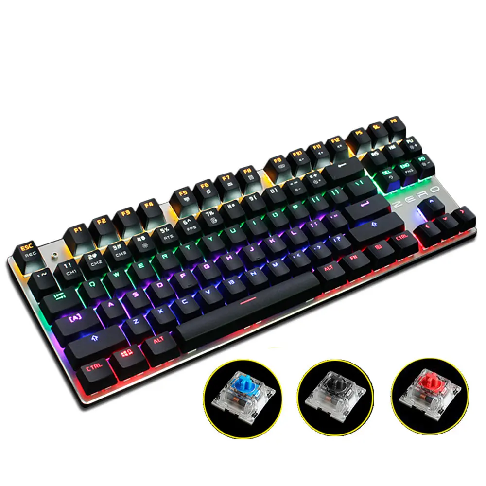 

Metoo Backlit Gaming Original Mechanical Keyboard Anti-ghosting 87 LED Wired Keyboard Blue/Red/Black Switches Russian sticker