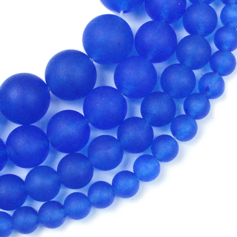 

Natural Matte Blue Chalcedony Jades Stone Spacer Loose Beads For Jewelry Making Handmade DIY Bracelets 15"Strand 4/6/8/10/12mm