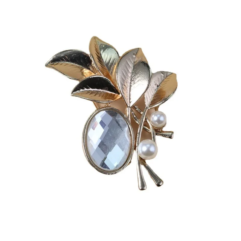 

Elegant Leaves Rhinestones Flower Pearl Brooches Bouquets For Women Vintage Crystal Bride Wedding Corsage Brooches Pin Jewelry