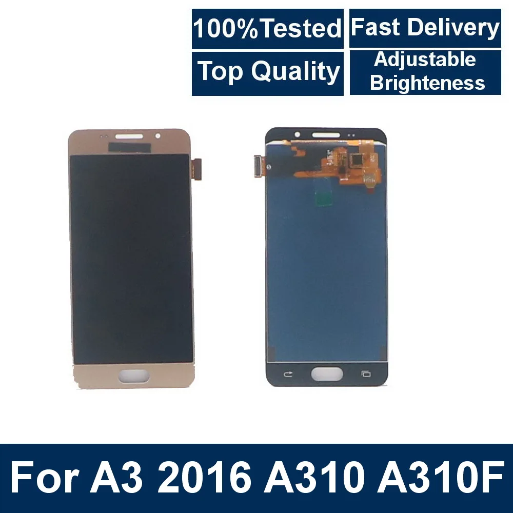 Для samsung Galaxy A3 A310 SM-A310F A310H/DS телефон ЖК-дисплей кодирующий преобразователь сенсорного экрана в сборе Регулируемая яркость