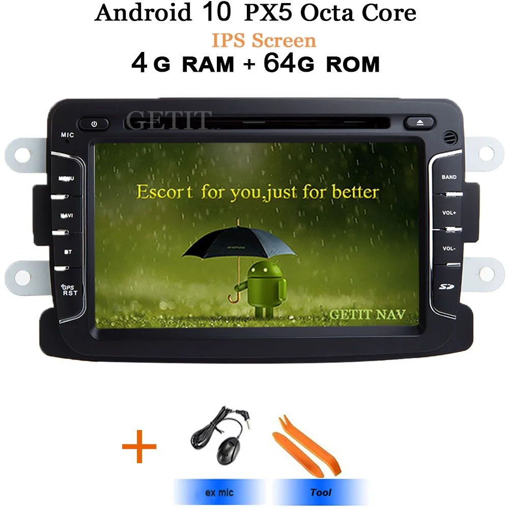 DSP чип ips автомобильный мультимедийный плеер Android 10 Automotivo 2 Din для Dacia/Sandero/Duster/Renault/Captur/Lada/Xray 2/Logan 2 GSP - Цвет: IPS PX5 4G-64G