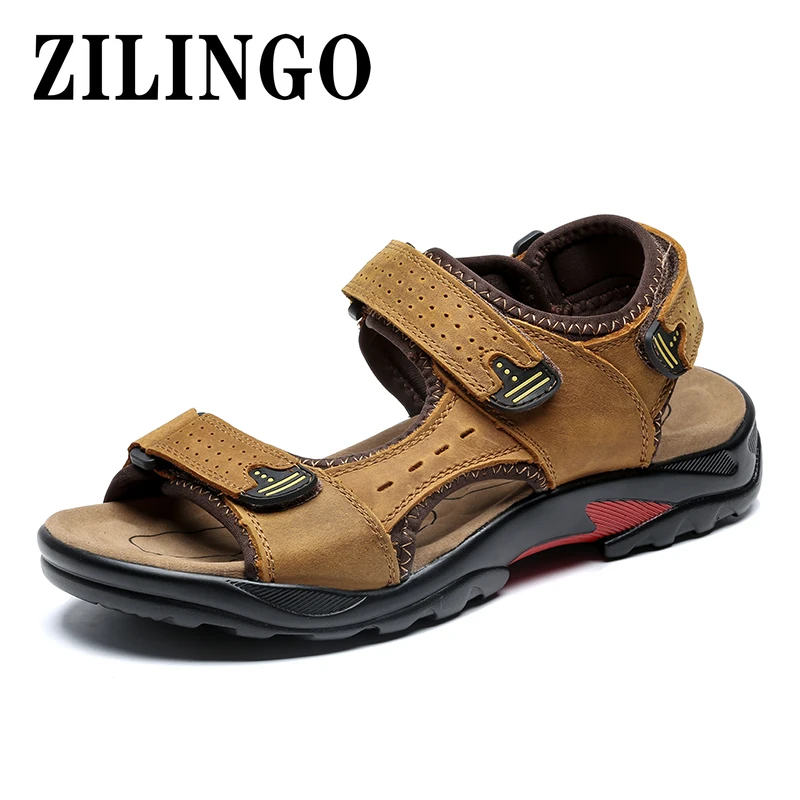 

Summer Mens Sandals High-Quality Casual Men Genuine Leather Soft Sandals Comfortable Beach Shoes Roman Sandals Size 38-48