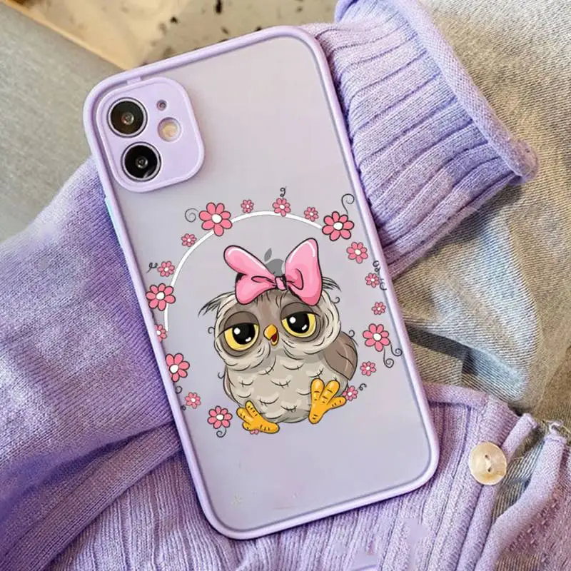 

Lovely Owl Phone Case For iphone 12 11 Pro Max X XS Max XR 7 8 Plus 12mini Translucent Cover