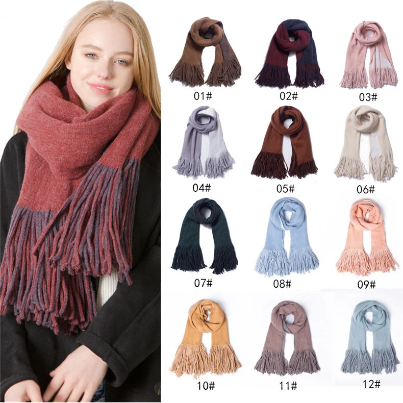 

Caluriri Winter Cashmere Scarf Women Scarf Plaid Blanket Double Sided Triangle Pashmina Shawls and Scarves