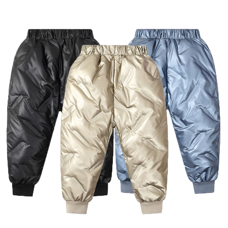 2021 новые зимние глянцевые пуховые штаны для мальчиков и девочек детские лыжные