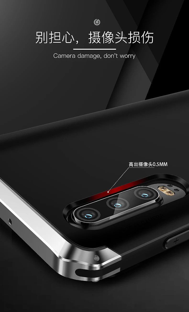 Высококлассный противоударный чехол для huawei P30PRO с металлической рамкой из поликарбоната, бампер из алюминиевого сплава P30 Pro, Текстурированный чехол