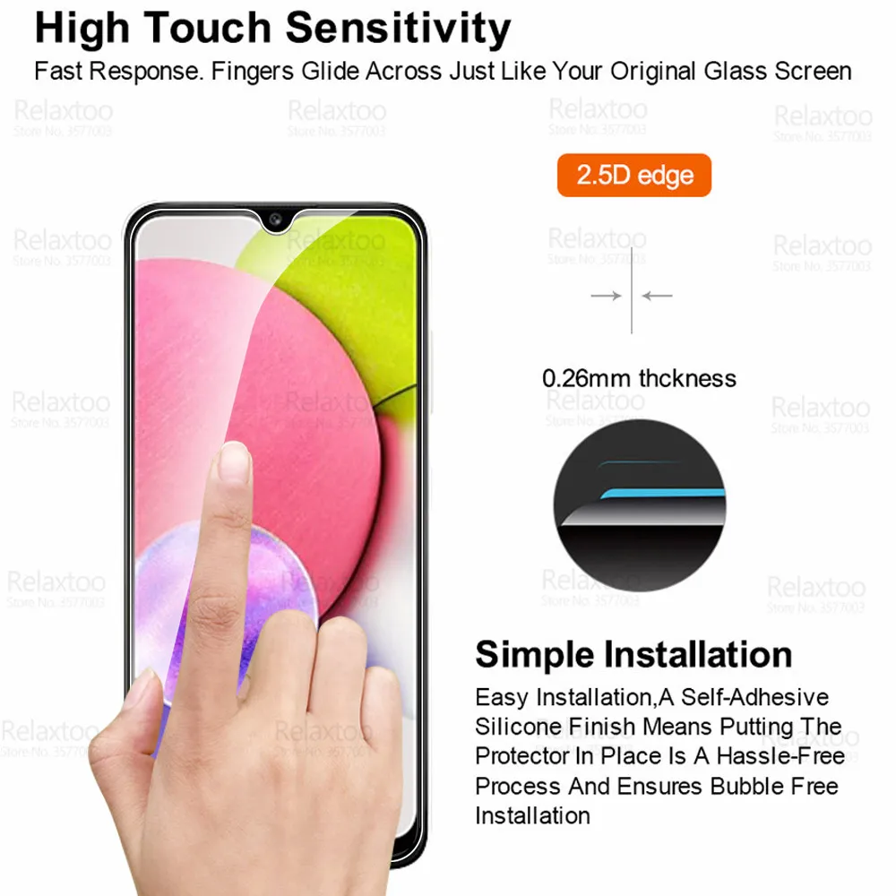 2pcs tempered glass for samsung galaxy a03s glass screen protector sumsung a 03s a03 s a23 a13 a53 a73 a33 cover protective film free global shipping