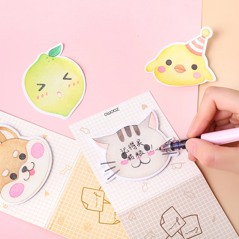 Kawaii Cat Memo Pad Творческий мультфильм fruite Липкие заметки студенческий блокнот