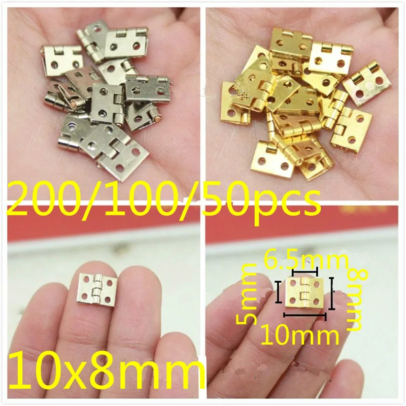 300/200/100/50 шт. 10x8 мм латуни мини петля Декор Дверные Петли Подарочная коробка