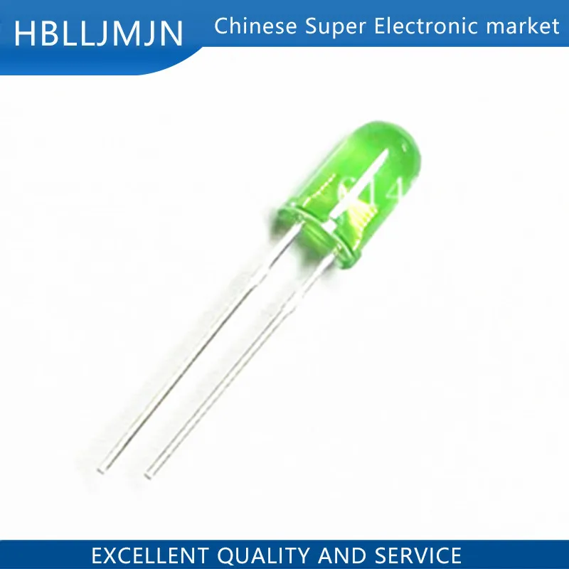 200 шт. 5 мм диффузный зеленый светодиод DIP Круглый широкий угол сквозное отверстие