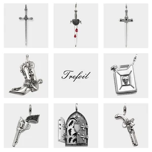 Подвеска в стиле панк с черепами и пистолетом в байкерском стиле, новая бижутерия, ожерелье из стерлингового серебра 925 пробы, хороший подарок для мужчин и женщин