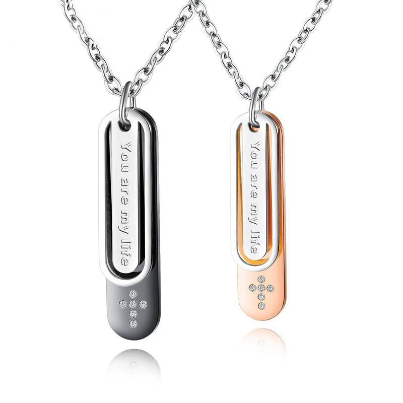 Креативное ожерелье из титановой стали с крестом для пары женщин пара циркон