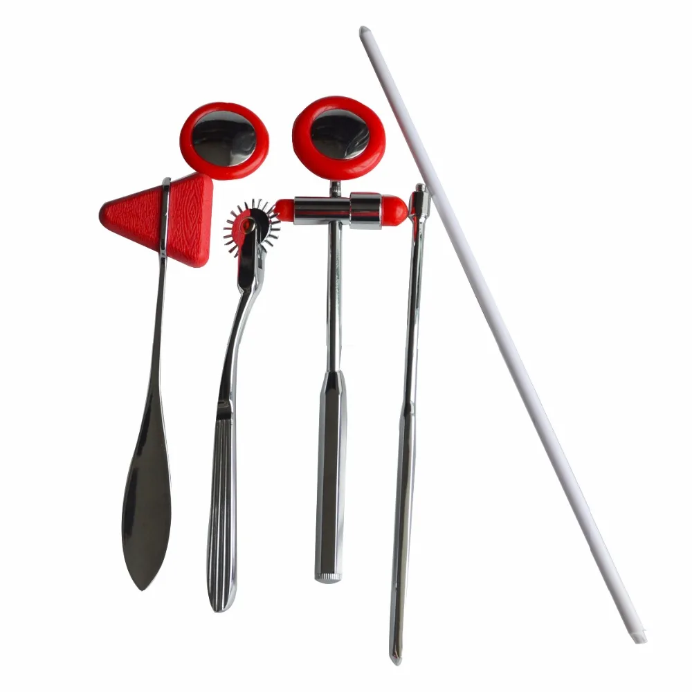 

5 IN 1 Surgical Reflex Hammer Multifunction Attending Clinics Hammer Medical Neurological Massager Plexor Health Care Tool Red