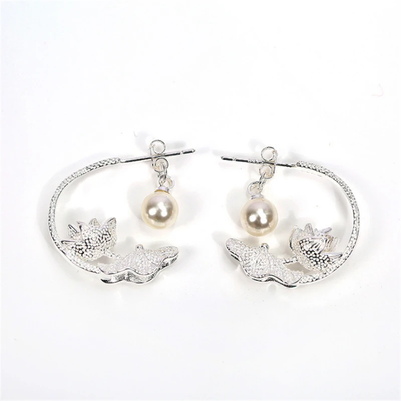 Серьги-гвоздики в этническом стиле с жемчугом лотоса | Украшения и аксессуары