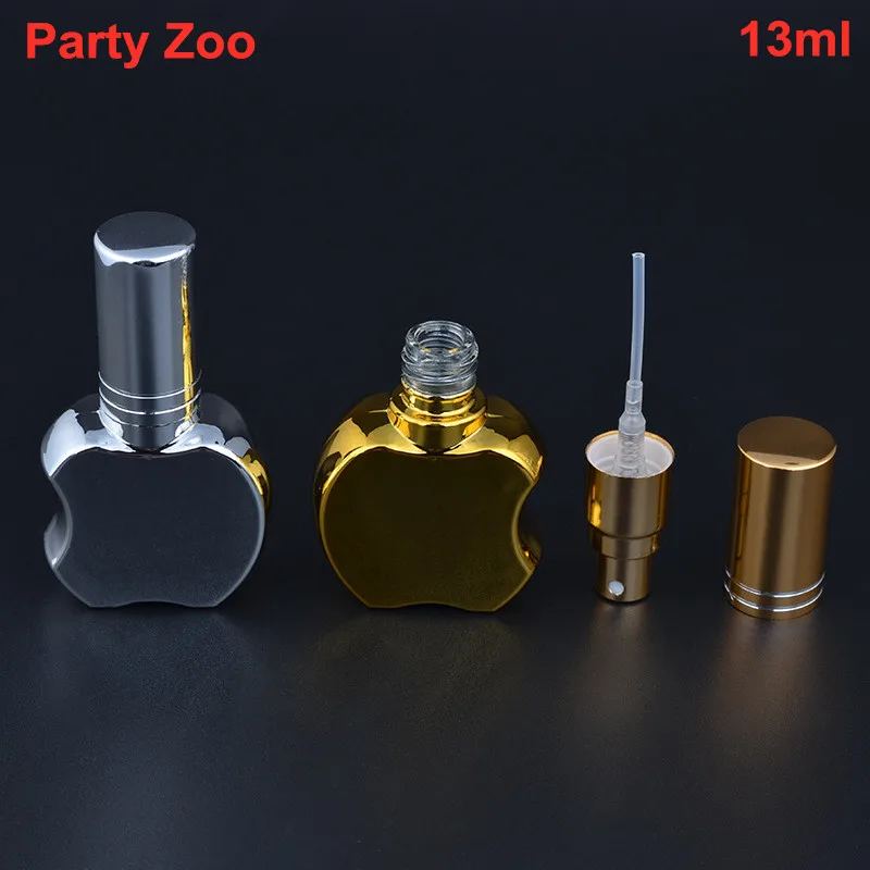 

100 X 13ML Apple Shape Portable Gold/Silver Glass Perfume Bottle With Atomizer Empty Parfum Case With Spray For Travel Wholesale