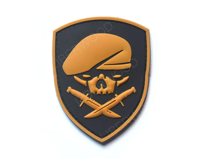ORANGE 7cm x 8.6cm Morale Patches No Knife No Life SKULL PVC 3D Military Tactical Patch badge applique EMBLEM - Цвет: ORANGE 7cm x 8.6cm