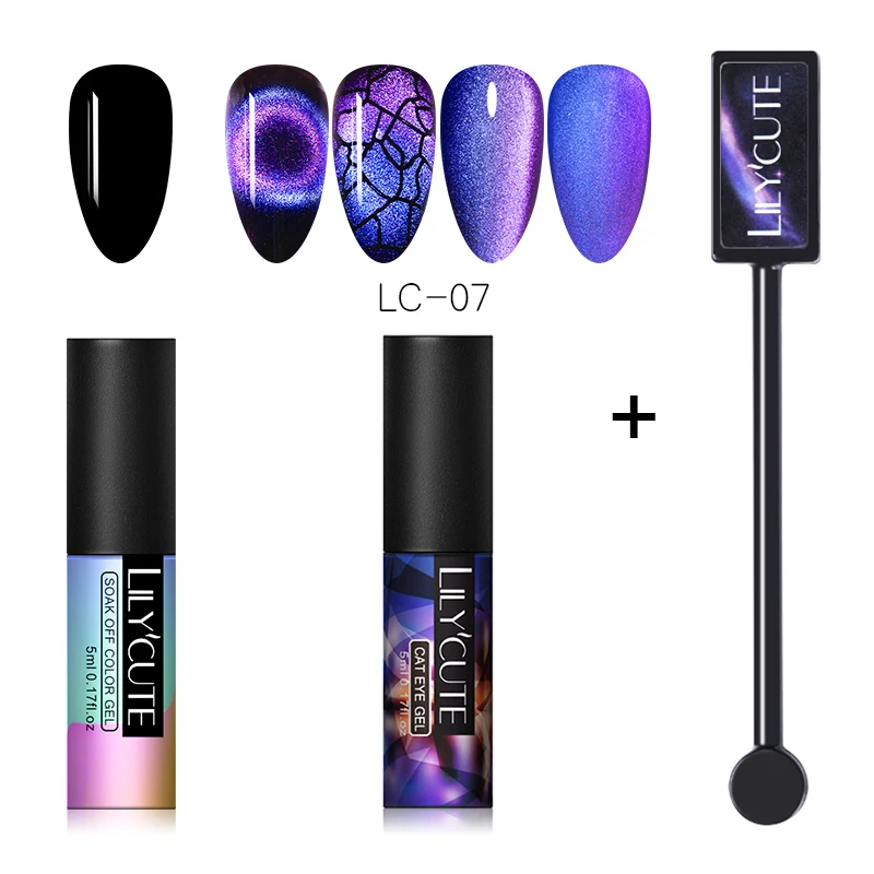 3pcs 7 LILYCUTE 9D Auroras ногтей Гель-лак «кошачий глаз» Гель-лак для использования с магнитом звездное небо замочить от УФ Магнитный Гель-лак для ногтей 5 мл - Цвет: 3pcs 7