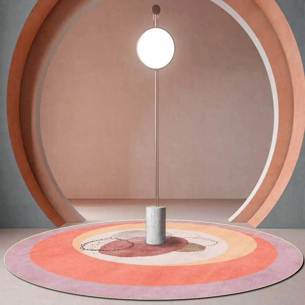 

Modern Round Carpet Geometric Pink orange Pattern Floor Mat home Living Room bedroom bedside sofa Table area rugs Decor door mat