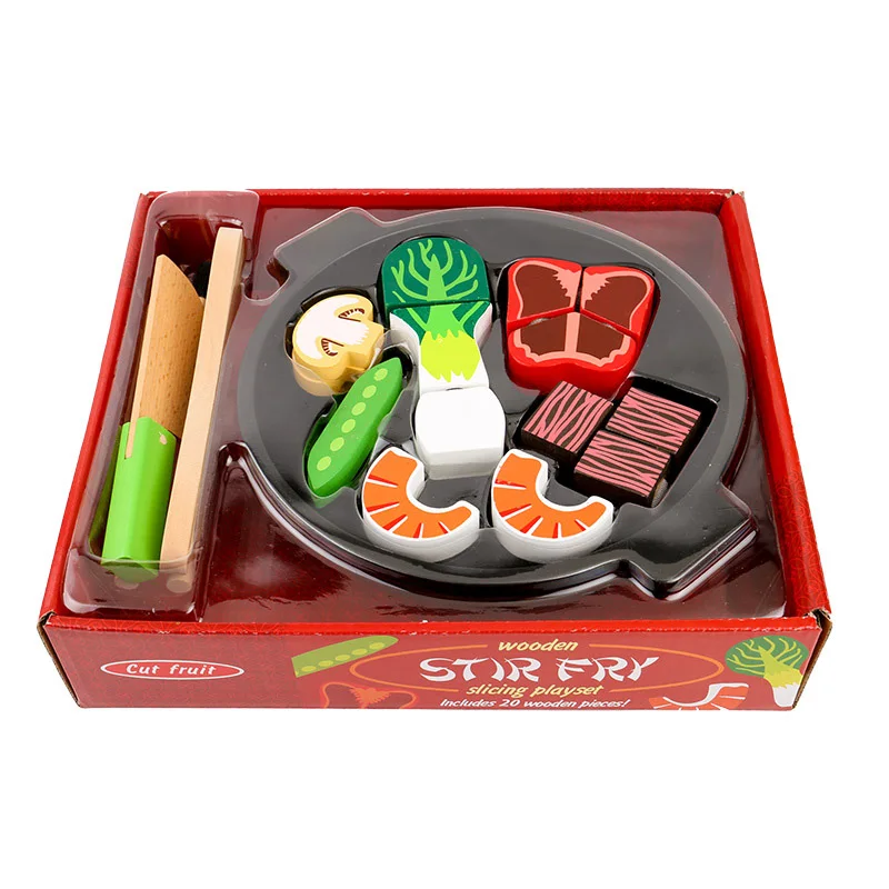 

Wood Simulation Play House Toy Casserole Vegetable Children Pretend Play Kitchen Toy Set Cutting Wooden Food Cooking Toy