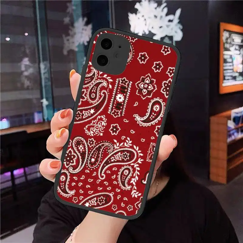 

Royal Blue Bandana pattern Phone Cases Matte Transparent for iPhone 7 8 11 12 s mini pro X XS XR MAX Plus Soft Silicone shell