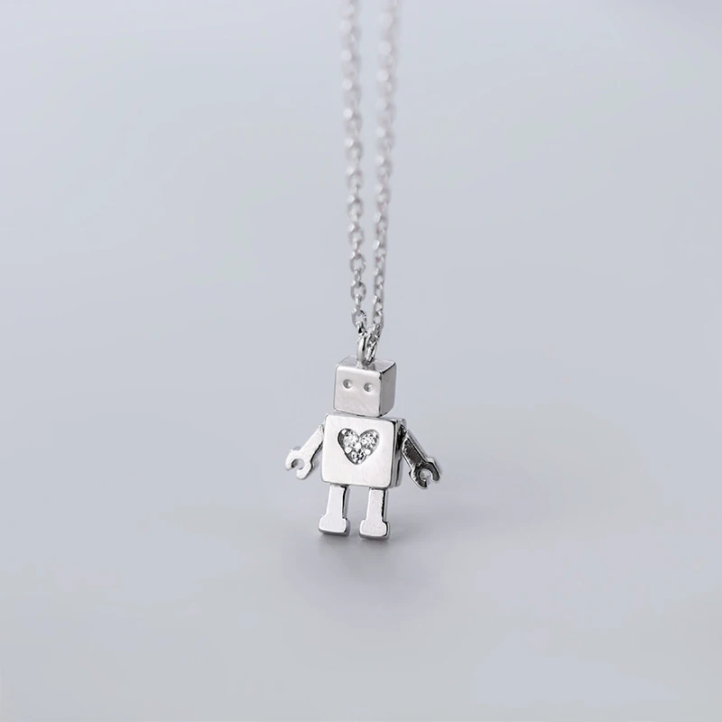 ElfoPlataSi Роскошные стерлингового серебра 925 робот CZ короткое ожерелье с подвеской для женщин леди серебряные ювелирные изделия подарок ED210