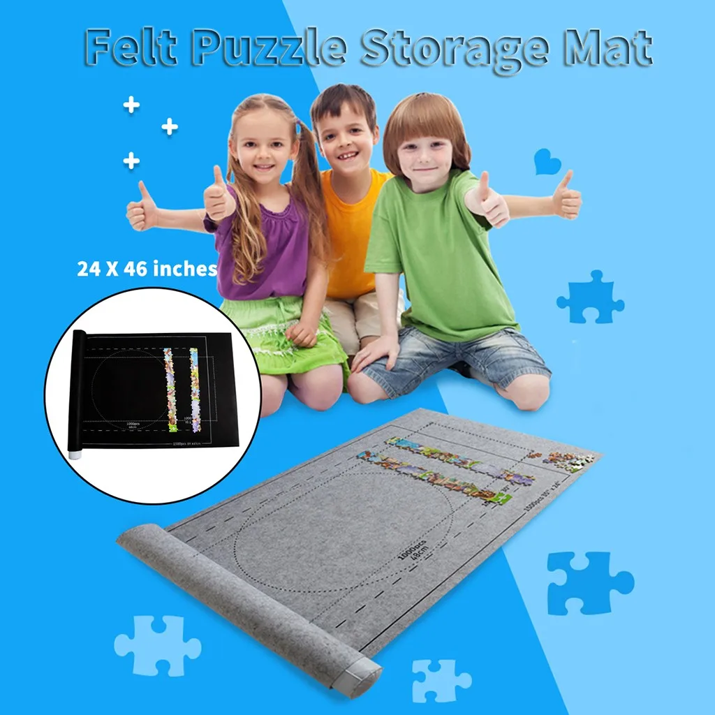 

26x46 Inch Felt Puzzle Storage Mat Roll Up Jigsaw Sorting And Receiving Puzzle For Up 1500 Pcs Personalized Animal Puzzles Kids