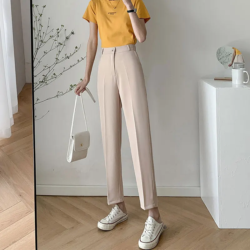 Женские однотонные костюмы Za CGC базовые офисные прямые брюки с высокой талией