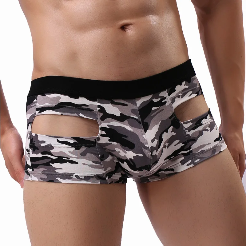 

Cotton Boxers Underwear for Men Sexy Lingerie Mid Waist Underwear Men's Hollow Out Panties