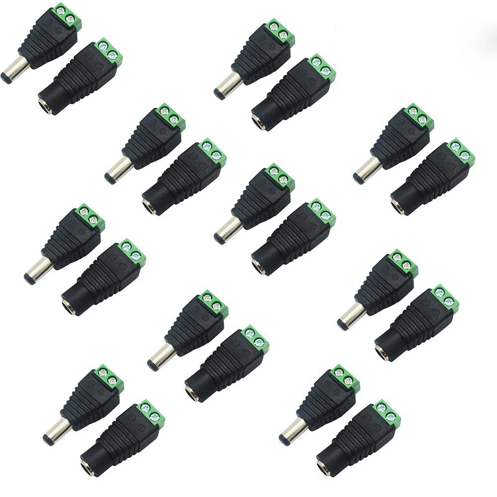 

5PCS Cable Adapter DC 5V-24V Power Female Or Male Connector 5.5 x 2.1MM for LED Strips