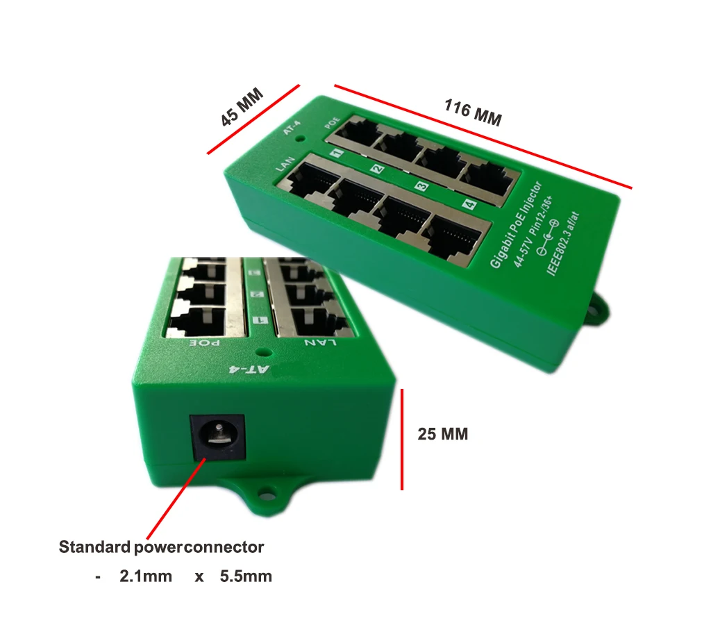 AT-4 802.3at переговоров Gigabit PoE 4 Порты и разъёмы Мощность over Ethernet инжектор для Cisco MikroTik
