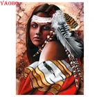 Вышивка, алмазная живопись ndian tribal woman 5d, полноразмернаякруглая Алмазная вышивка, вышивка крестиком, украшение для дома