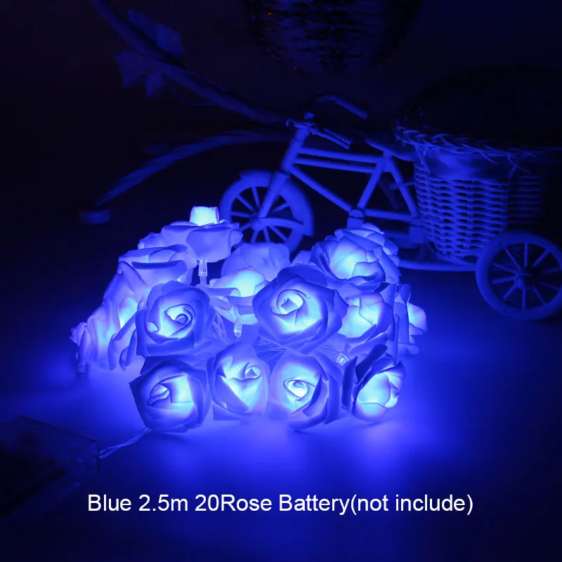 Blue 2.5m 20 YINUO свеча 1,5/2,5 м розовый цветок светодиодный гирлянды на батарейках Рождественские Праздничные огни на День святого Валентина свадебные украшения - Испускаемый цвет: Blue 2.5m 20