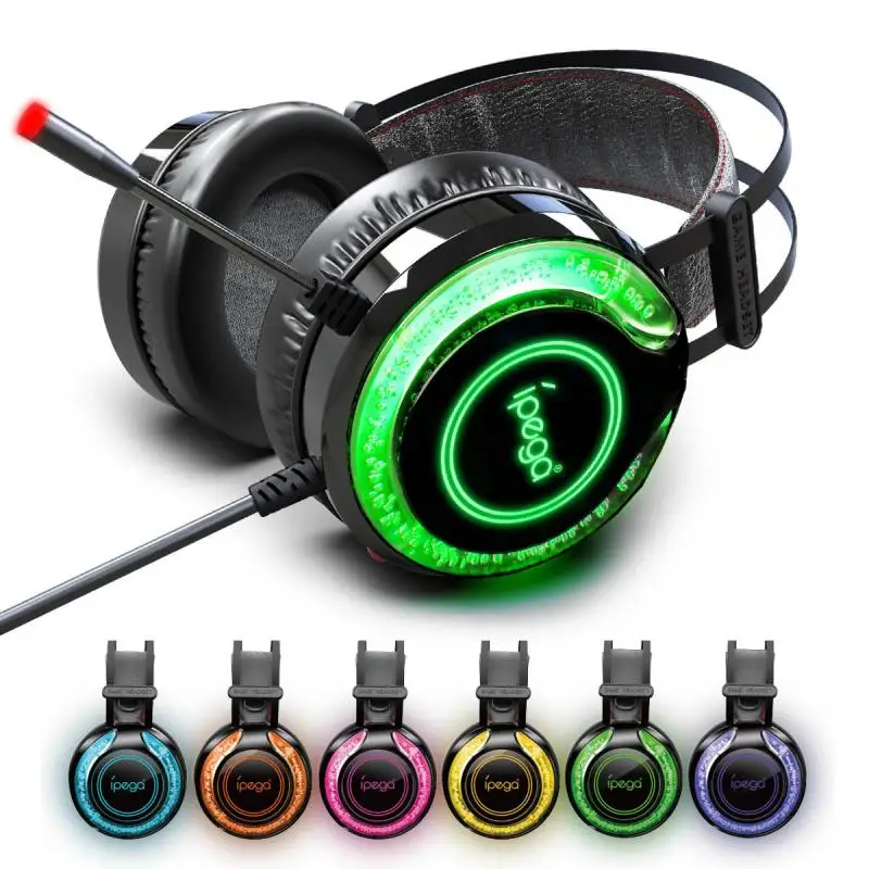 Gaming Headphone Earphones Noise Reduction Surround Stereo with Colorful Lights Flexible Headphone Earphones with Microphone