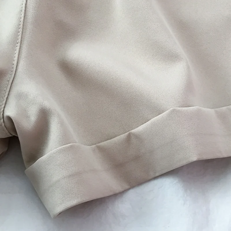 

High Waist Shorts Women Solid Temperament Office Lady All-match Soft Ulzzang Stylish Simple Zipper Fly Bottoms College Students