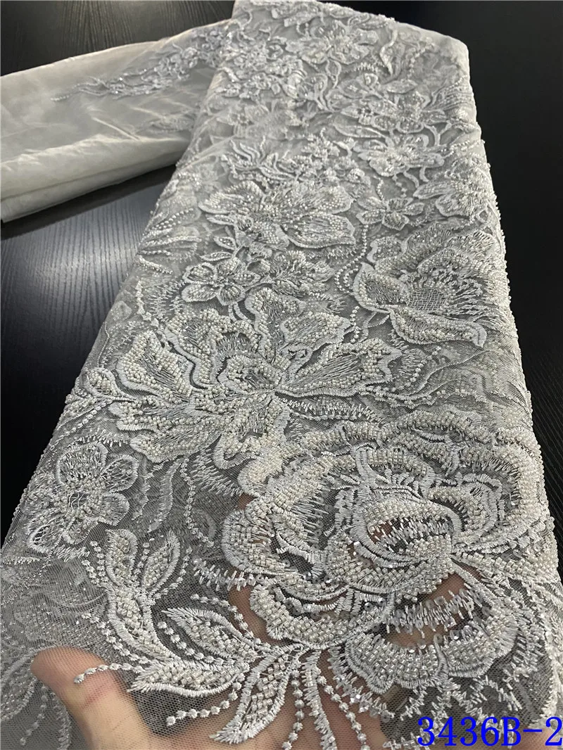 NIAI вышивка Африканский французский Тюль Кружева Ручной работы Бусины кружева