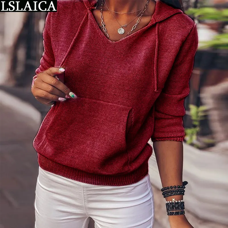 

Casual Hoodies Sweatshirt Women Long Sleeve Pocket Drawstring Female Tops Fashion Solid Loose Pullovers Streetwear Woman Tops