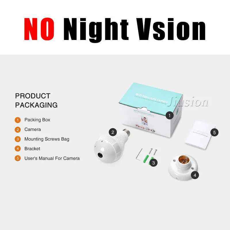 No Night Vision 360 градусов Wi-Fi лампа мини-камера 960P HD CCTV Панорамное ночное видение Обнаружение движения домашнее наблюдение удаленный монитор Micro Cam - Цвет: No Night Vision