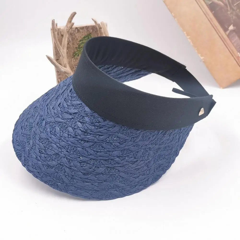 

Modern Sun Hat Fashion Empty Top Heat-insulating Braid Fabric Graceful All-match Travel Caps for Sports Straw Hats