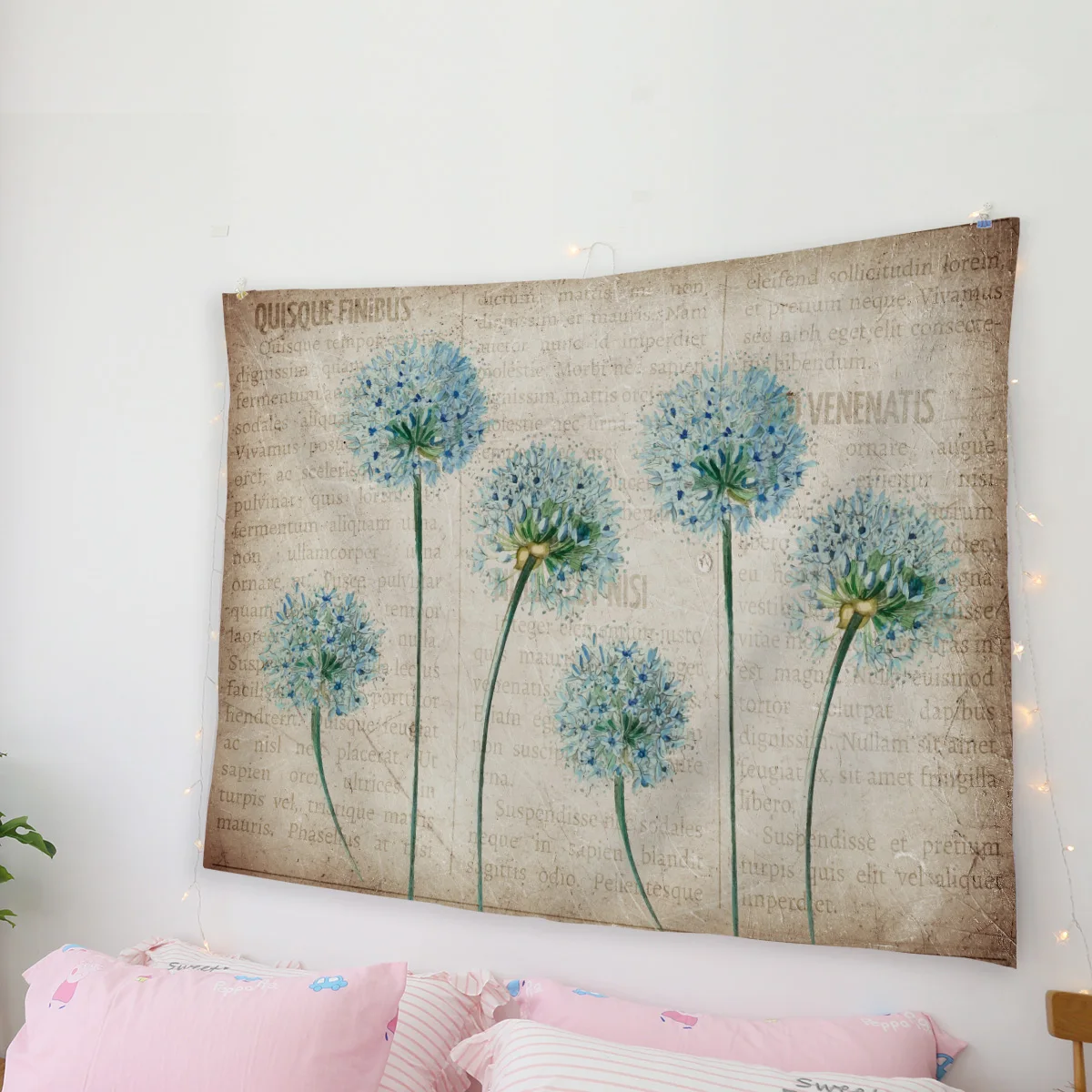 Цветы на фоне Ретро газет Настенный декор настенное покрывало для декора арт